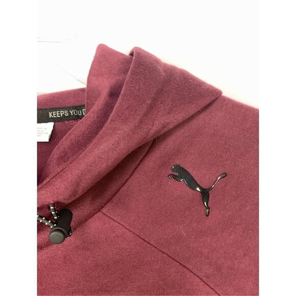 -1. Puma Women's Keep You Dry Cropped Pullover Sweatshirt Hoodie Maroon Size XL - Picture 3 of 11